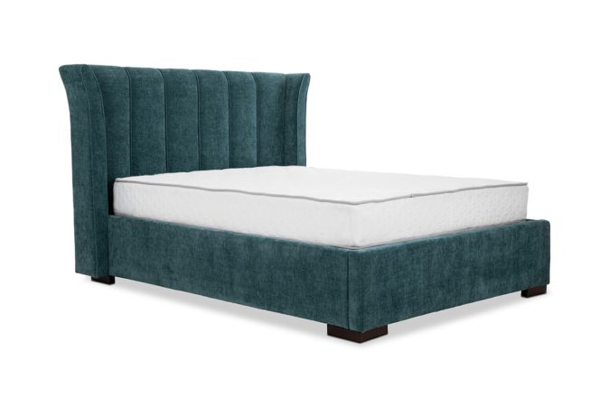 Cloudy Teal Fabric King 5' Storage Bed