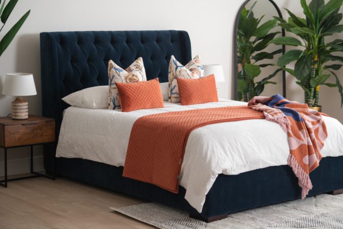 Alternative view of Serenity Navy Fabric Double 4'6' Storage Bed