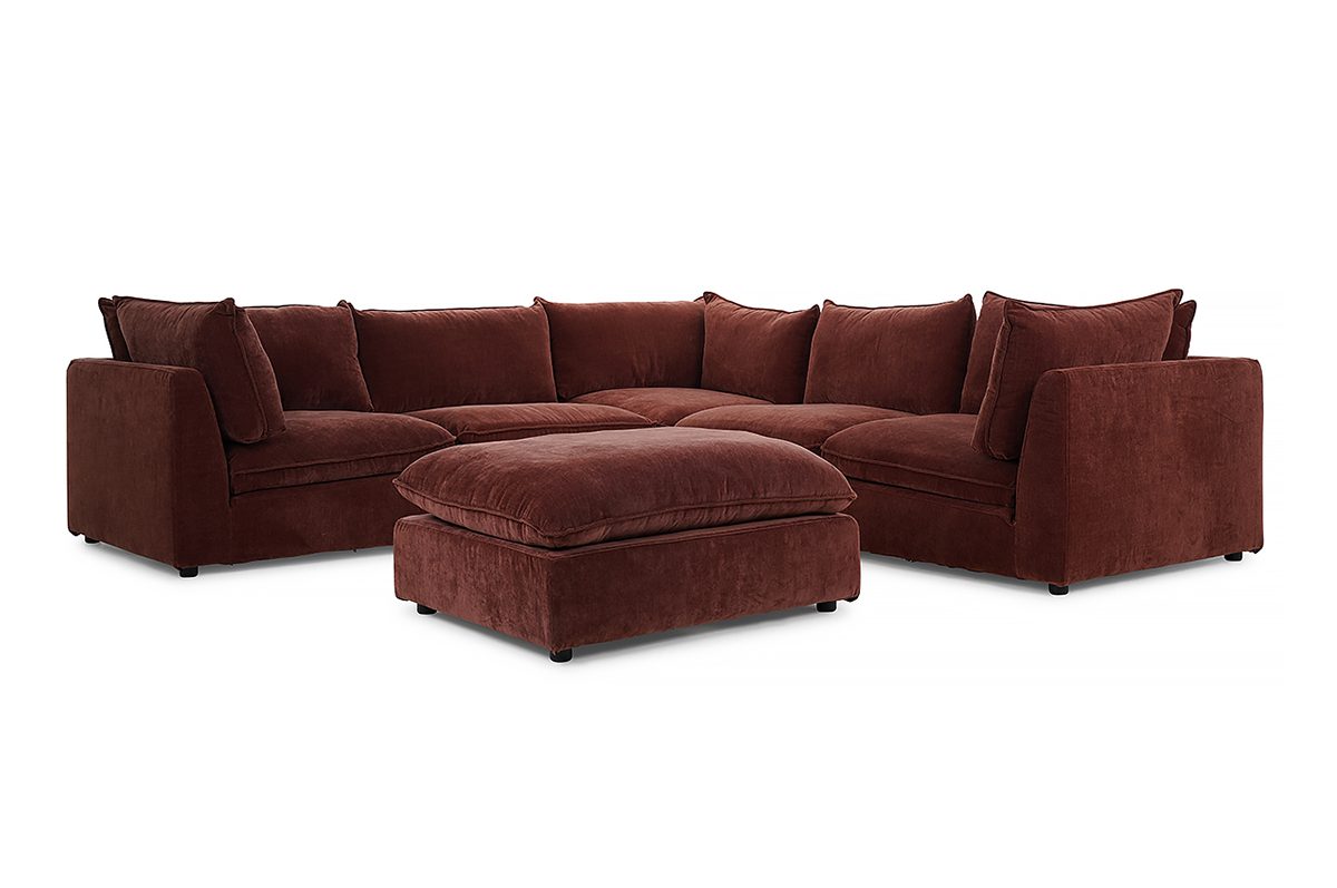 Rust Fabric Large Corner Sofa