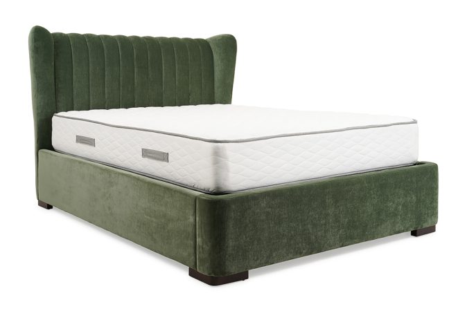 Shelly Green Fabric King 5' Storage Bed Frame