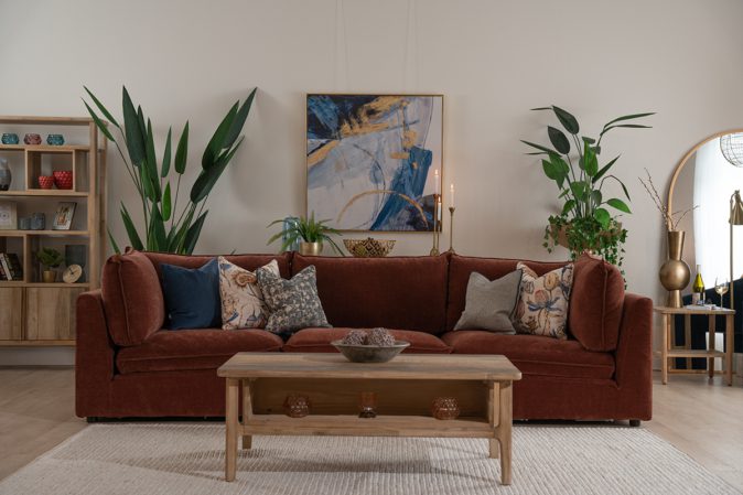 Manhattan Rust Fabric 3 Seater Sofa